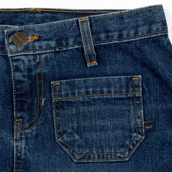 Abercrombie & Fitch Denim Skirt 2% Stretch Side Slits Y2K pockets preppy - Picture 3 of 5